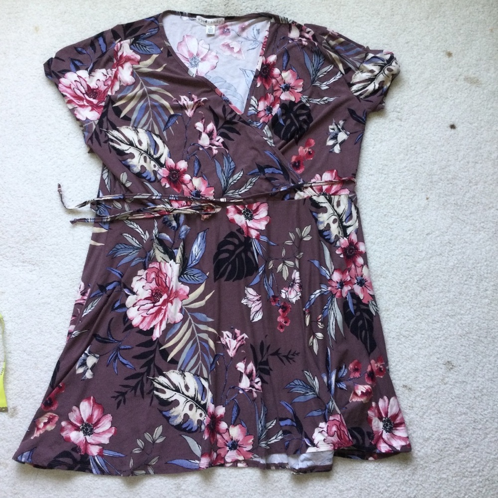 Eye Candy 3X  is Deep Pink (mauve) and White Floral Dress with belt